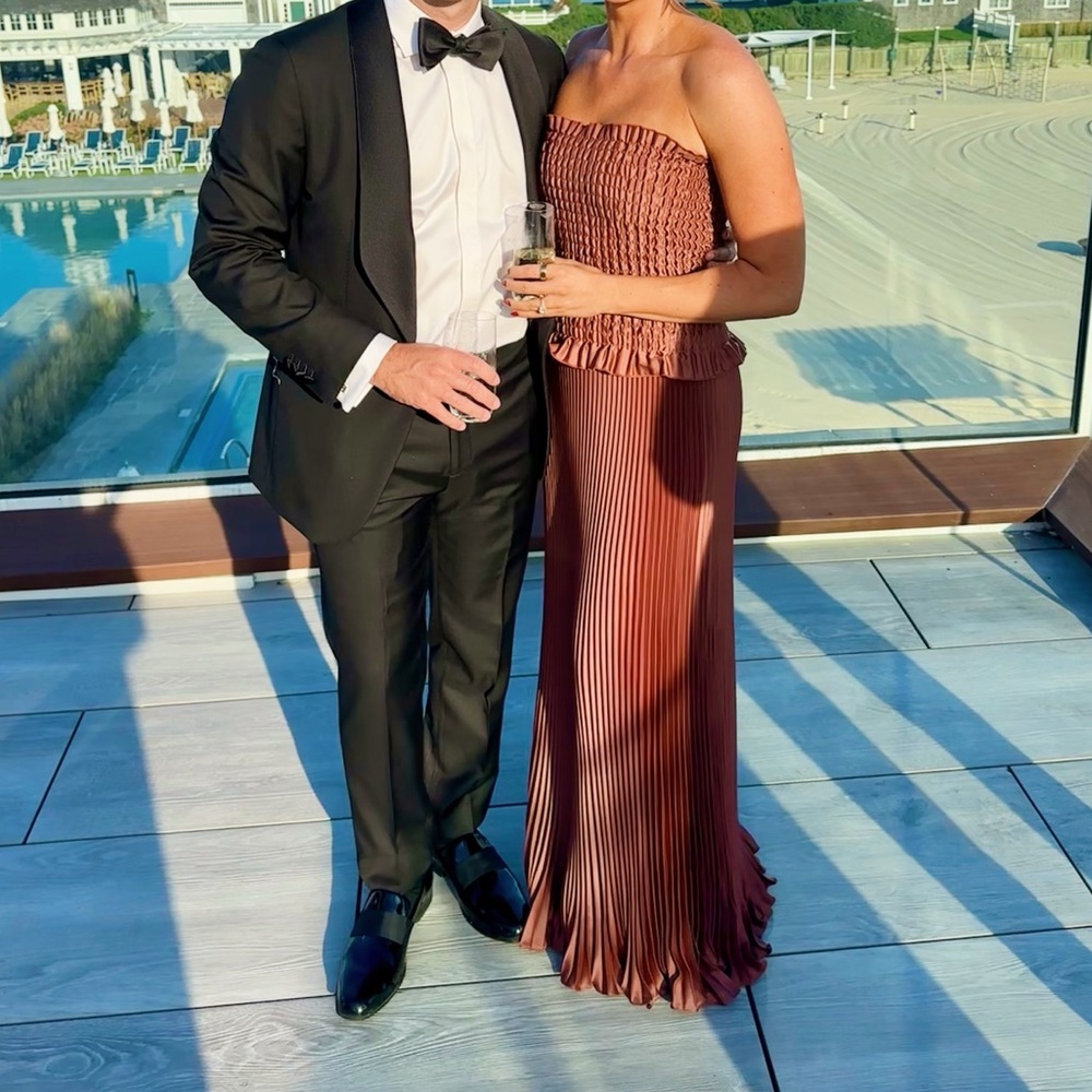 L'IDÉE Maya Strapless Pleated Maxi Dress
